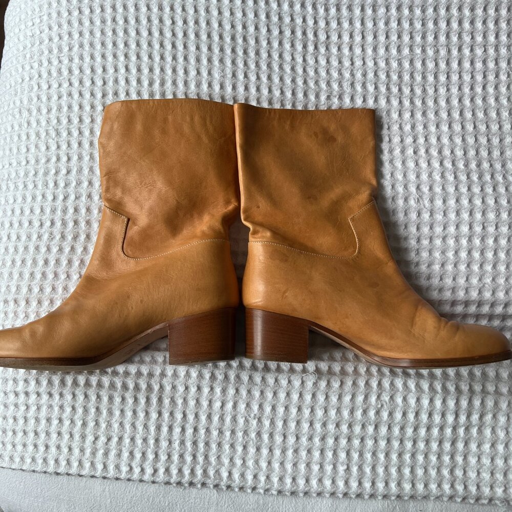 Chanel Interlocking C Mid Calf Leather Boots - Picture 3 of 7
